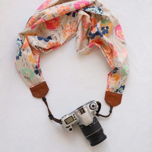 boho floral scarf camera strap - bluebird chic