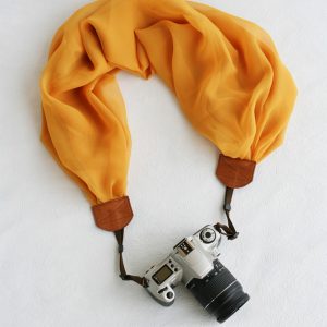 mustard chiffon scarf camera strap - bluebird chic